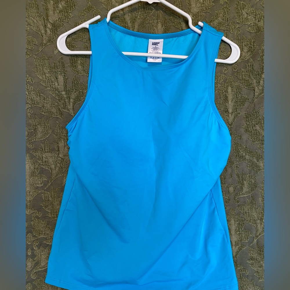 Blue size 12 tankini top with shelf bra by Land’s End